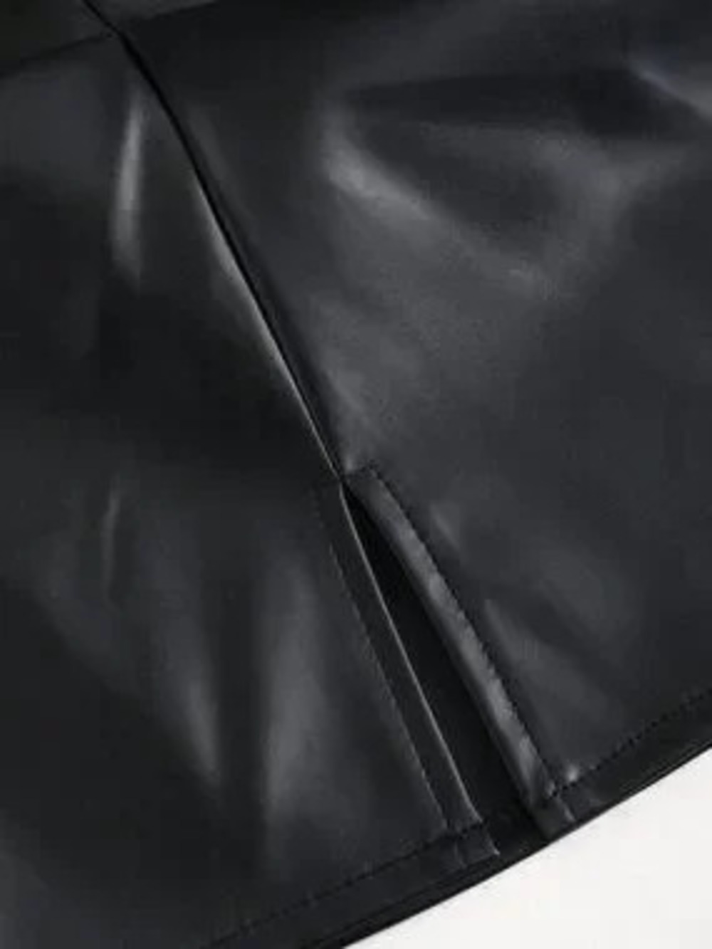 ZARA Women's Elegant High Waist Pleated Faux Leather Side Slit A-Line Mini Skirt